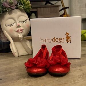 #137 Baby Deer Sparkling Red Dress Shoes toddler girl size 8 NWTWB